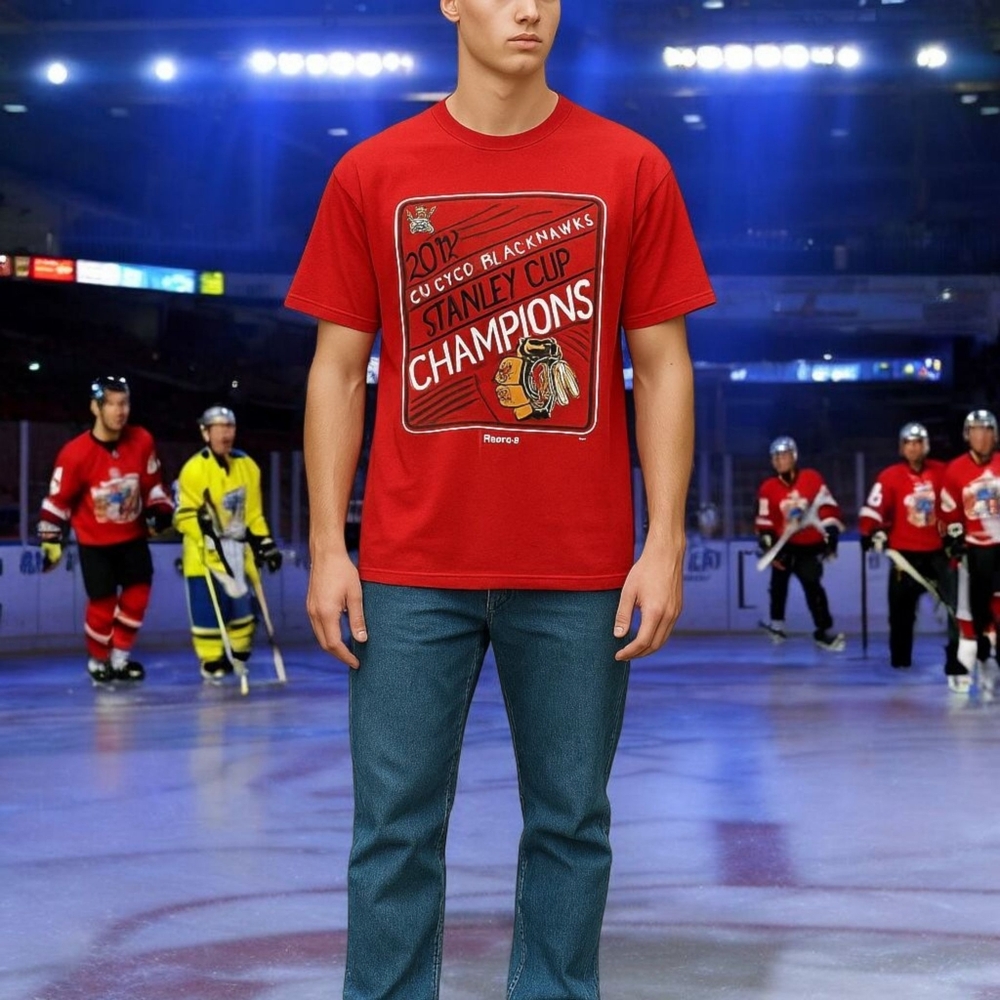 Hockey Chicago Blackhawks Tee Shirt Red NHL T-Shirt Mens Sz Large